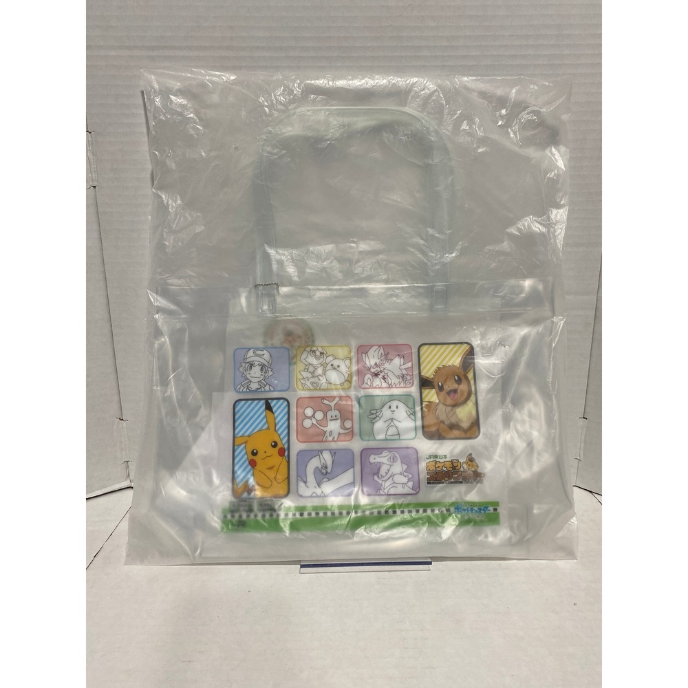 JR East Pokemon Stamp Rally 2018 Clear Vinyl Tote Bag Pikachu Eevee White